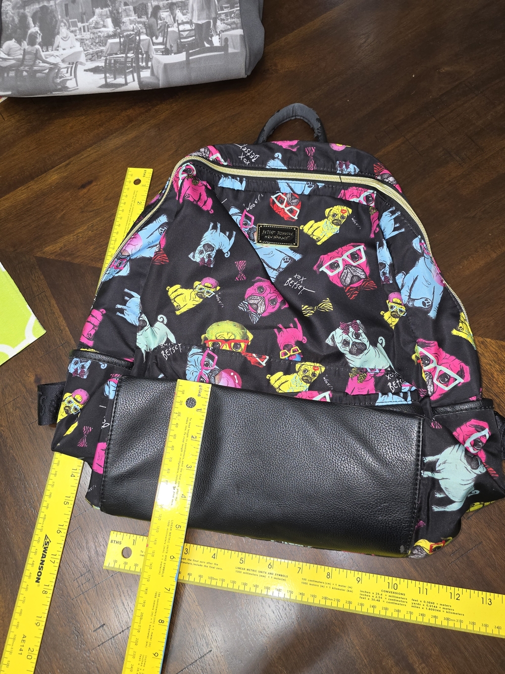 Betsey Johnson Neon Pug Print Backpack - Picture 2 of 6